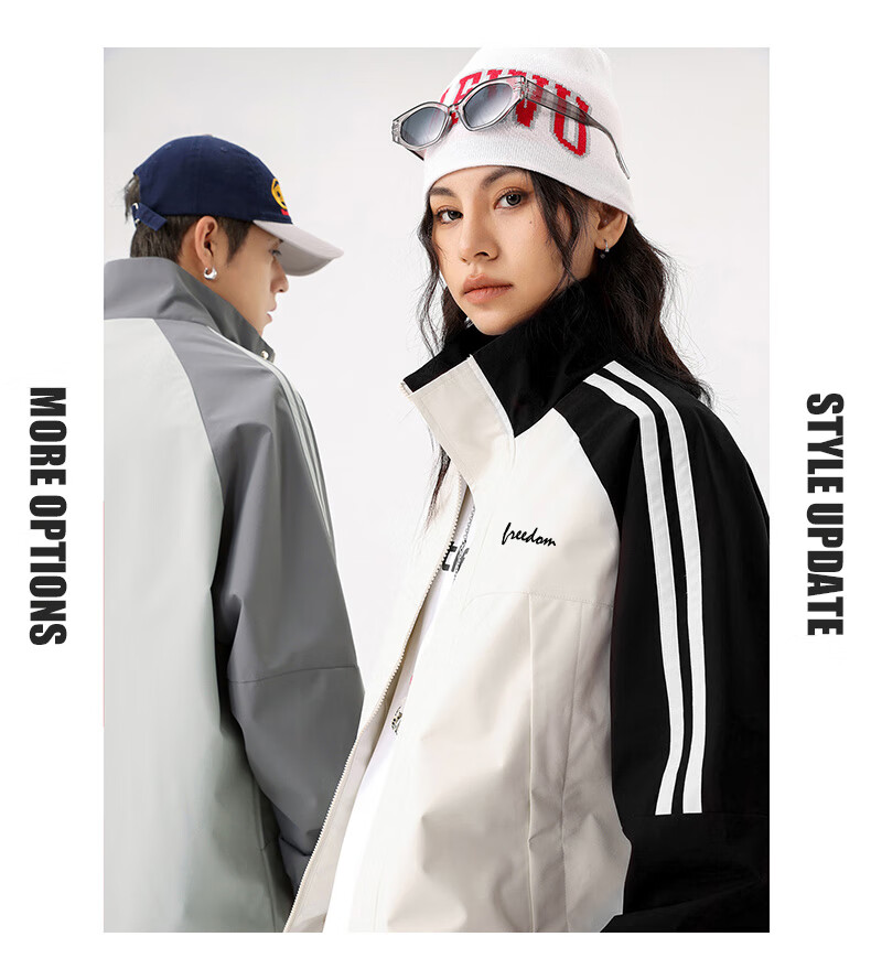 Huili Men's Autumn Workwear Jacket, Outdoor Windbreaker, Trendy Clothing, Men's Outerwear, Gray And White, 2XL 2