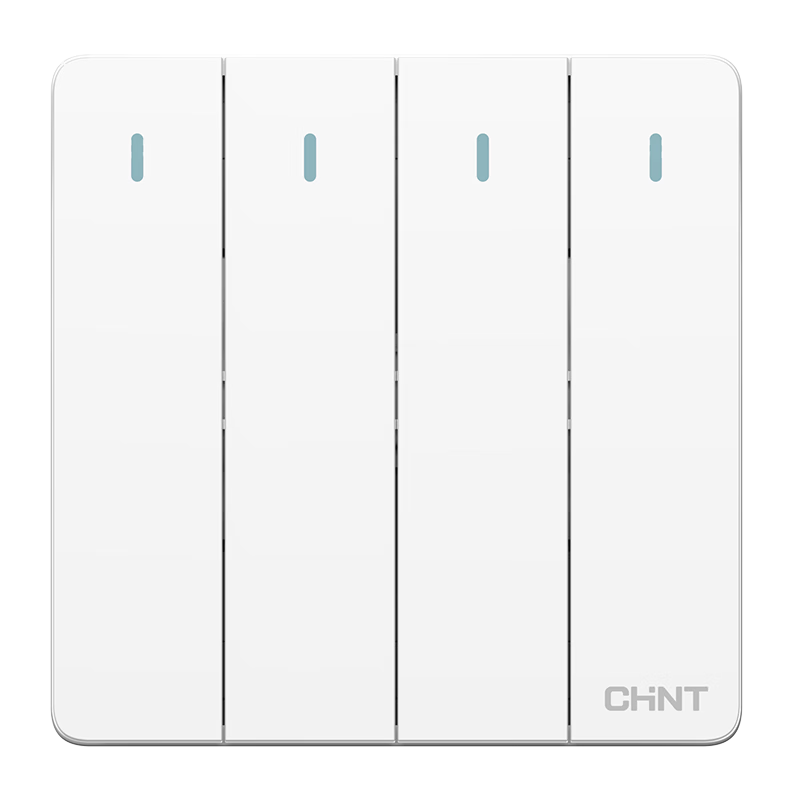 CHNT Switch Socket Four-Gang Two-Way Switch 86 Type Concealed Socket Panel 6C Cream White