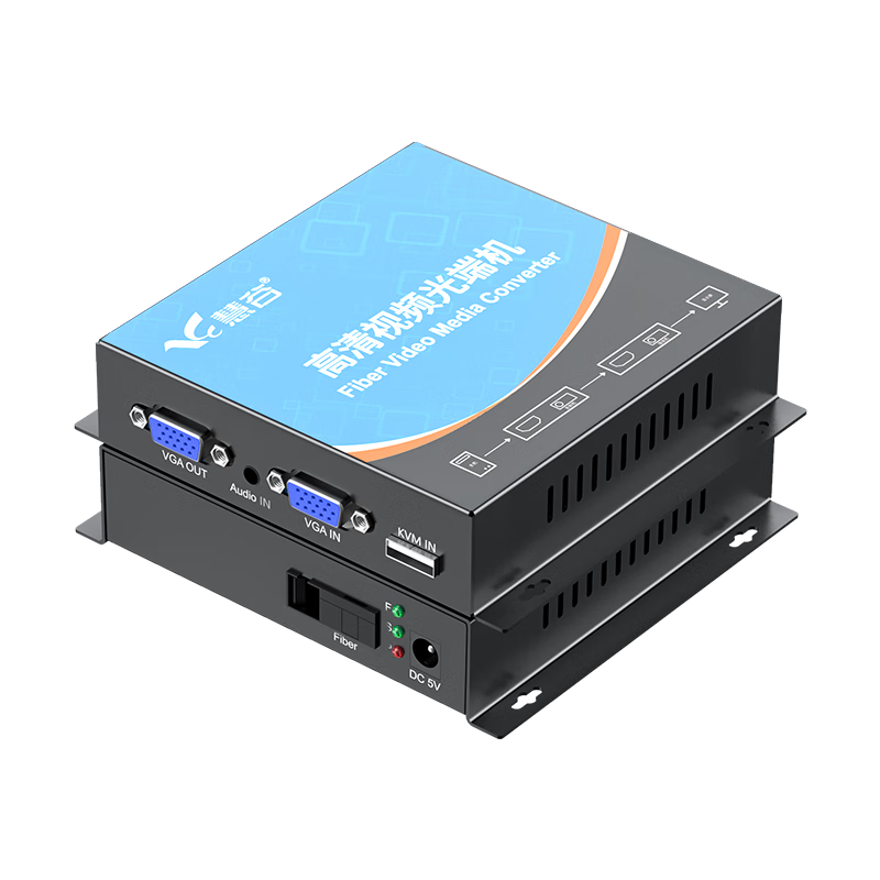 Huigu VGA Optical Transceiver, High-Definition Video VGA Fiber Optic Extender, 1 VGA Channel + 1 Audio Channel + Local Loop-Out + USB SC Interface, Price for A Pair, HG-811VGA+USB