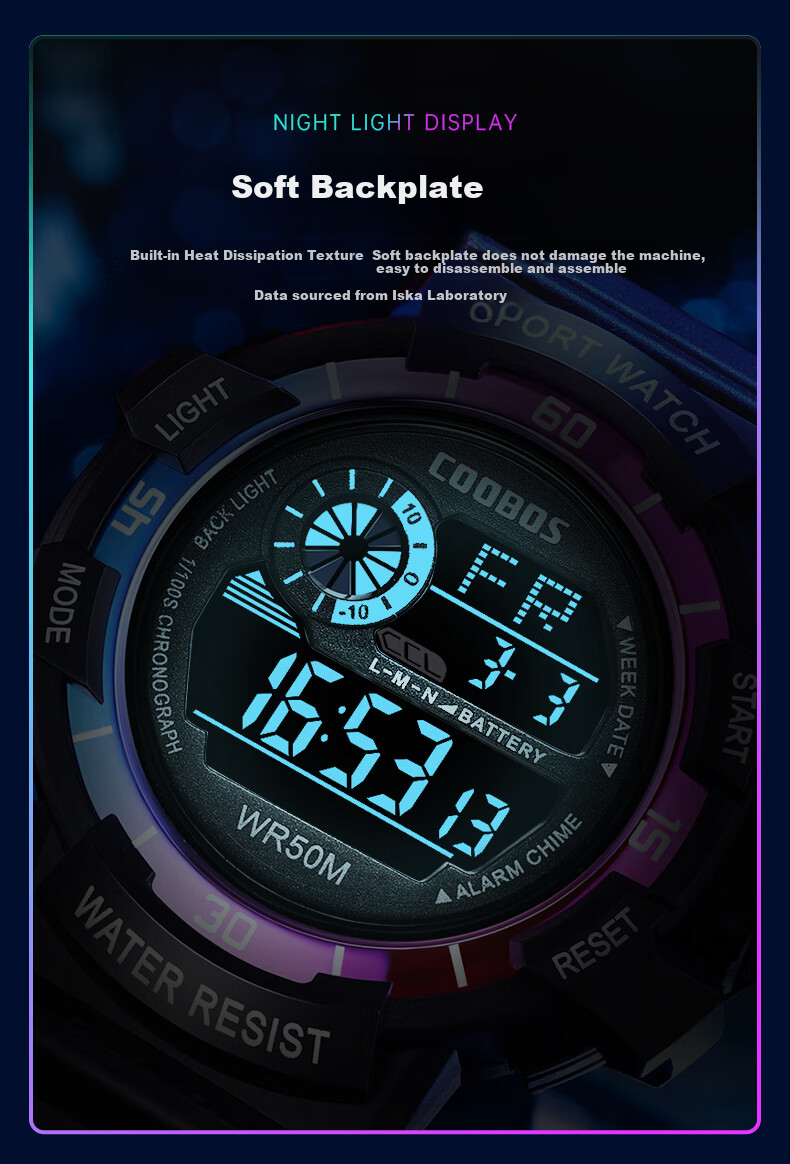 LOUIE JUELEN Electronic Watch for Men, Children's Multifunctional Alarm Clock for Primary And Secondary School Students, Trendy Sports Back-To Season, Black And Gold 6