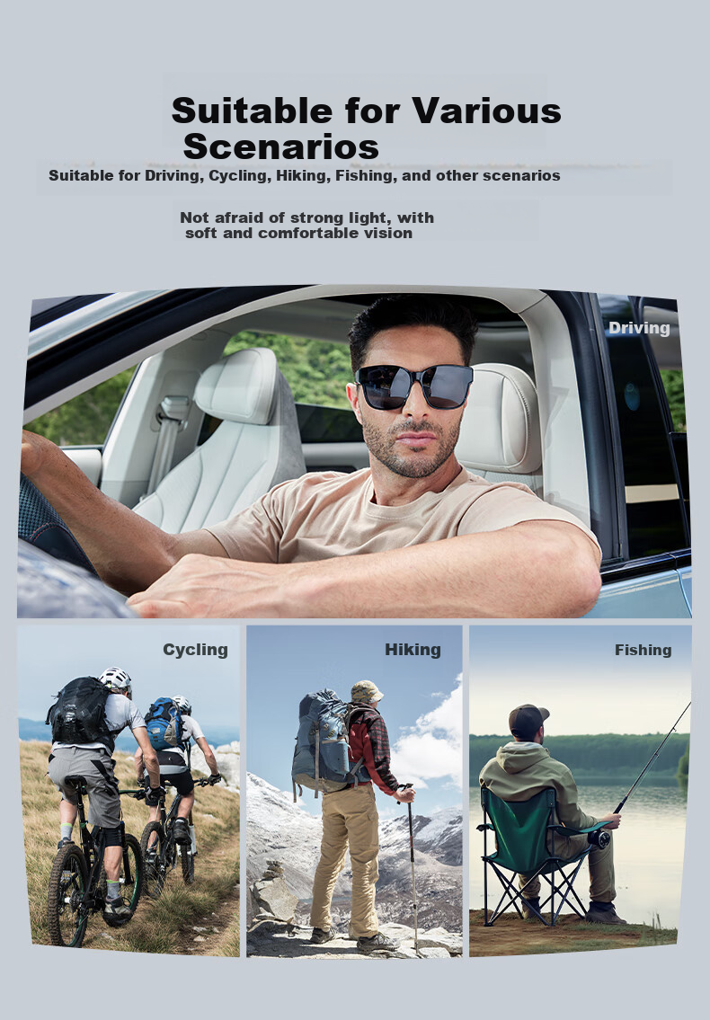 HLA Day And Night Polarized Clip-On Sunglasses with Color-Changing Lenses, UV Protection Sunglasses for Men, Driving-Specific Glasses, Myopia-Friendly Sunglasses for Wome 8