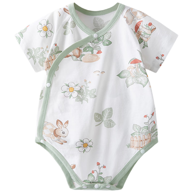Beitaisi Baby Romper, Summer Infant Clothing, Short-Sleeve Belly-Protecting Pajamas, for Boys And Girls, Newborn Pure Cotton Onesie