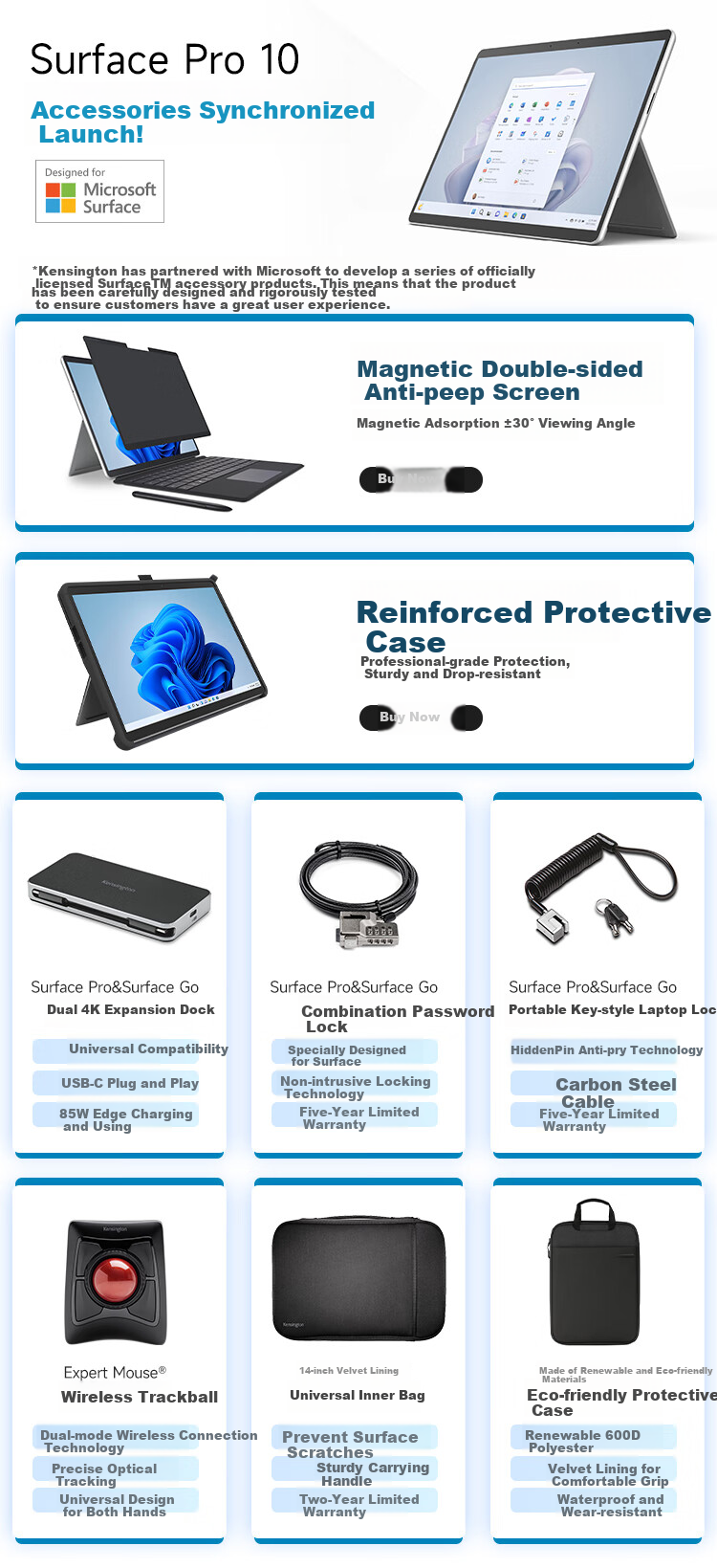 Kensington Privacy Screen Protector for Surface Pro 8/9/10/11, Magnetic Anti-Peeping Screen, Microsoft Certified Privacy Film, Anti-Blue Light Film K51700 2