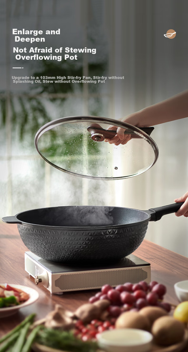 ASD Wok 32cm Blue Diamond Non-Stick Pan for Home Use, Wear-Resistant Flat Bottom Thickened Magnetic Bottom Stir-Fry Pan Universal CL32A21WGT 9