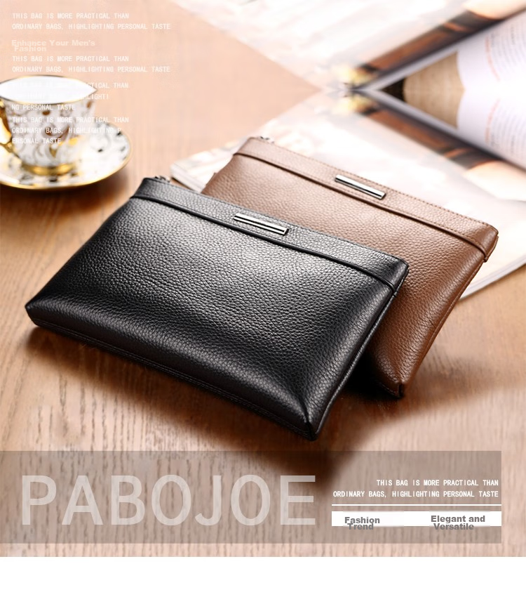 Pabojoe Men's Handbag, Top-Layer Cowhide, Soft Clutch, Casual Multifunctional Handheld Bag, Envelope Bag, Gift for Me 1