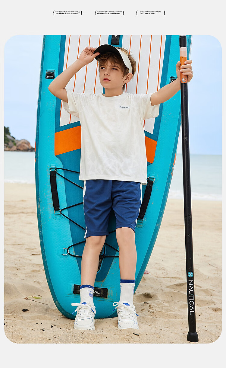 ASK JUNIOR Children's Clothing Set, Boys' Summer Outfit, Cool Thin Short-Sleeve T-Shirt And Shorts, Running Sports Two-Piece Set, Blue 10
