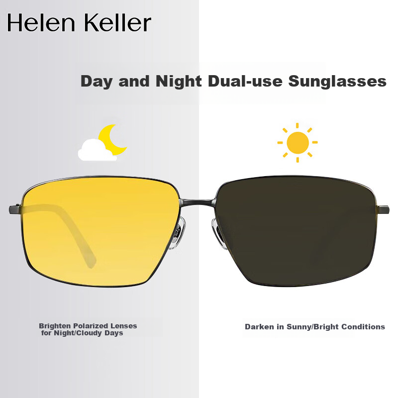 HELEN KELLER Day And Night Photochromic Glasses for Men And Women, High-Definition Driving Sunglasses H8758Y01