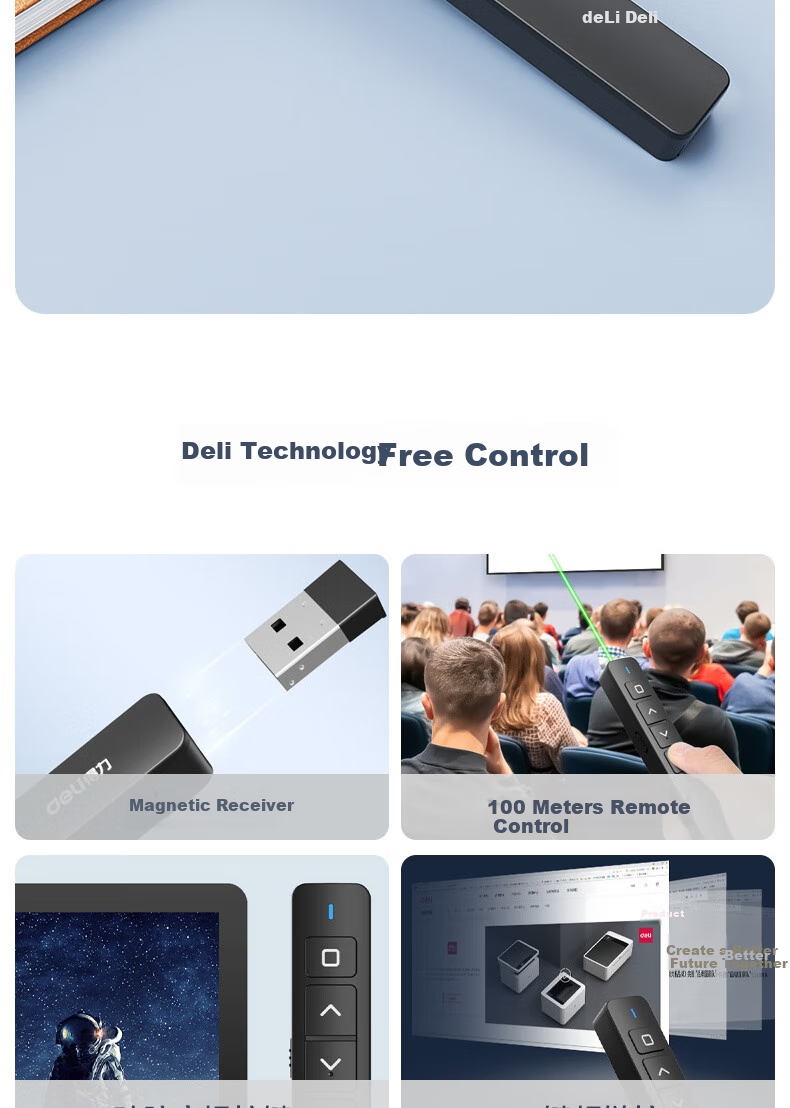 Deli Presentation Remote for Teachers, PPT Laser Pointer, Laser Pointer for Lectures, Wireless Presenter Remote, Courseware Pointer, Cat Teaser Pen with Green Light, Black MA58-G 3