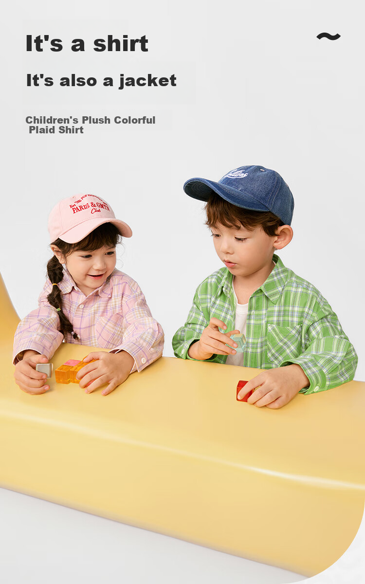 BALABALA Children's Clothing, Boys And Girls Spring And Autumn Shirt, Turn-Down Collar Plaid Shirt, Parent-Child Preppy Style Top, Trendy 1