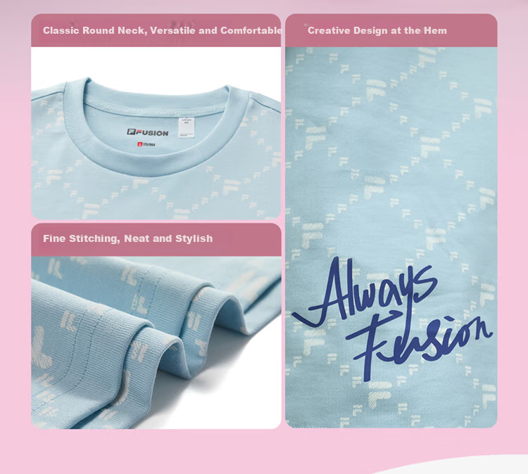 FILAFUSION Fila Trendy Couple Short Sleeve T-Shirt Summer Loose Breathable Cotton Unisex Top 13