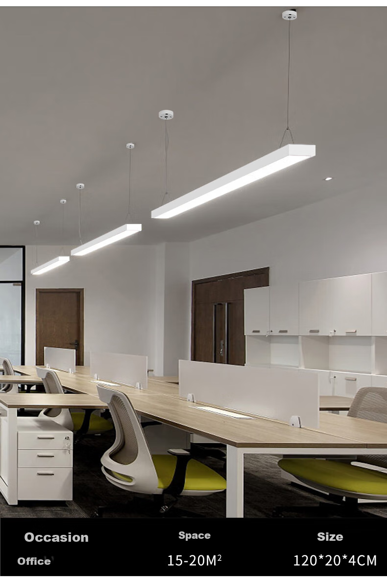 Dengling Office Pendant Light, LED Strip Light, Suspended And Ceiling-Mounted Dual-Use, Ultra-Bright Energy-Saving, for Office Buildings, Supermarkets, Shopping Malls, Industrial Projects, Specialized Flat Panel Light, White Frame Right Angle, 120x10cm 40W Cool White 7