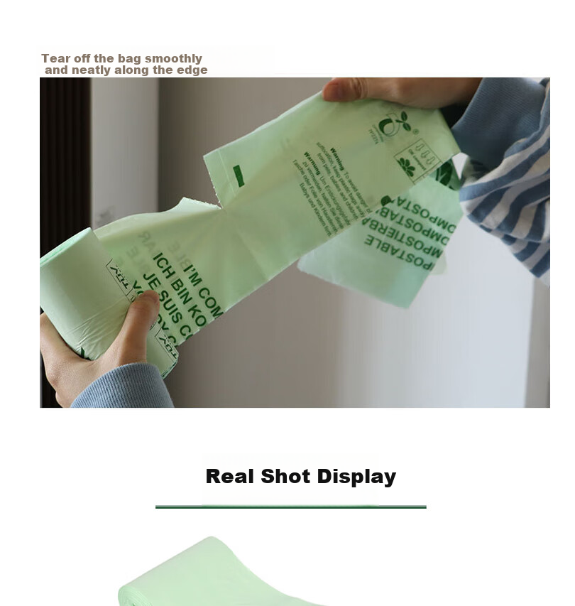 Haisidike Biodegradable Garbage Bags, Light Green, 8L (40*38cm), 50 Pieces, PLA Corn Starch Biodegradable Compostable Garbage Bags, Disposable Eco-Friendly Bags, HKZX-36 9