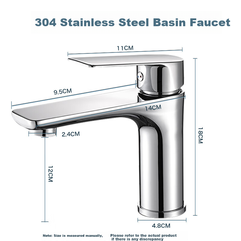 Zunchi Sink Faucet, Hot And Cold Stainless Steel Basin Tap, Single Hole Bathroom Washbasin Faucet 1028