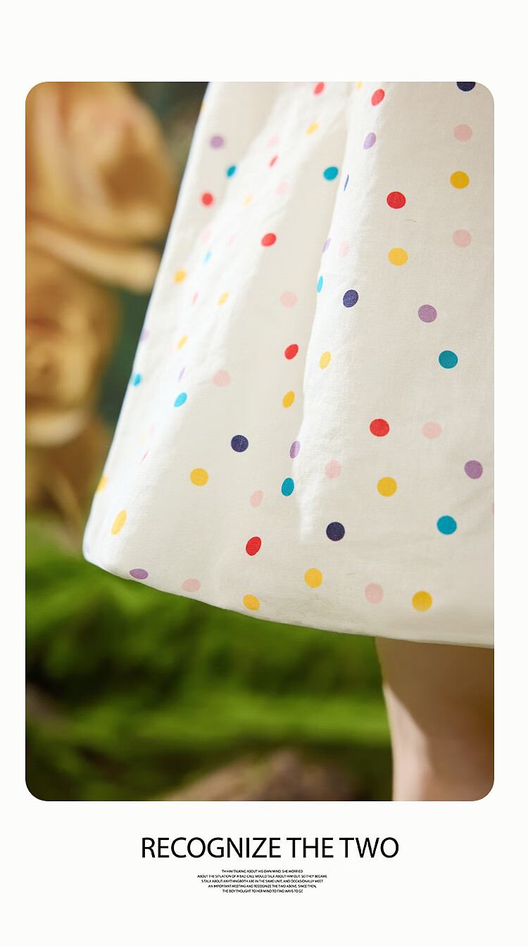ASK JUNIOR Summer Vacation Girls' Dress, Breathable Pure Cotton Puff Skirt, Children's Beach Dress, Princess Dress 9