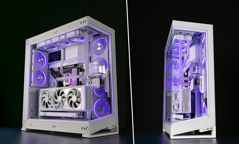 PHANTEKS NV7 White Panoramic View, Pillarless Panoramic Case (Replaceable I/O Ports, Supports 3x360 Water Cooling, ARGB Dual Long Graphics Cards, Dual Channel Light Control) 36