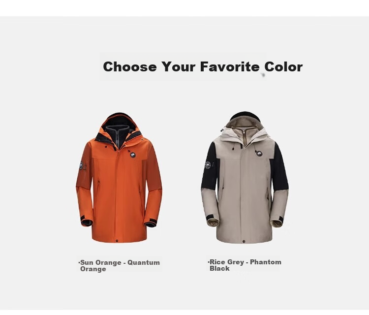 CAMEL Panda Outdoor Three-In Orange Jacket for Men And Women, Windproof Waterproof Triple-Protection Coat Hiking Outfit R611 33