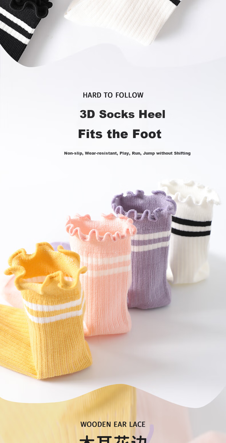 LangSha Children's Socks, Girls' Mid-Calf Cotton Socks for All Seasons, Preppy Style, High Elasticity, Comfortable And Breathable Student Socks, Socks for Older Childre 4