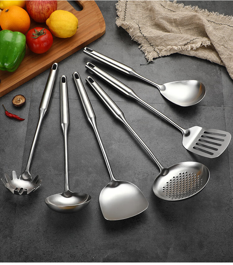 Jinwanfu 304 Stainless Steel Cooking Spatula High-Temperature Resistant Non-Stick Frying Pan Turner Kitchen Utensil 15