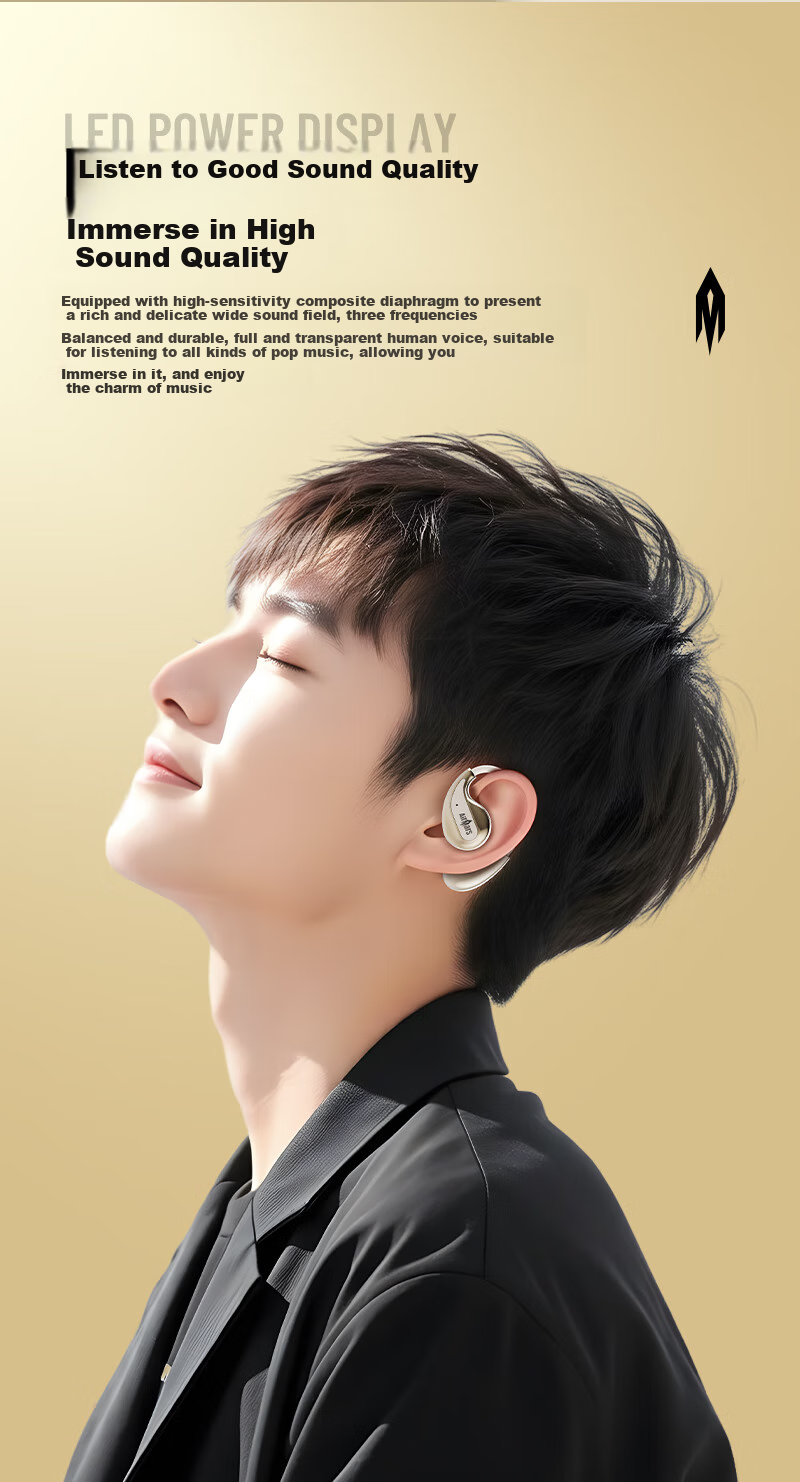 AIRMARS FORSMARTPHONE Bluetooth Headphones, Wireless Earphones, In-Ear Style, Active Noise Cancellation, Stereo Surround Sound, Long Battery Life, Bone Conduction Concept, Compatible with Apple And Huawei, ABO13, Off-White 5
