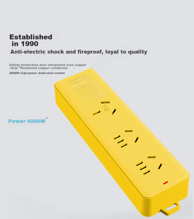 Lengon 16A High-Power Drop-Resistant Engineering Socket, Shockproof Self-Wiring Wireless Dustproof Outdoor Anti-Vibration Multi-Function Power Strip without Cord, 3 Outlets 5 Sockets 1