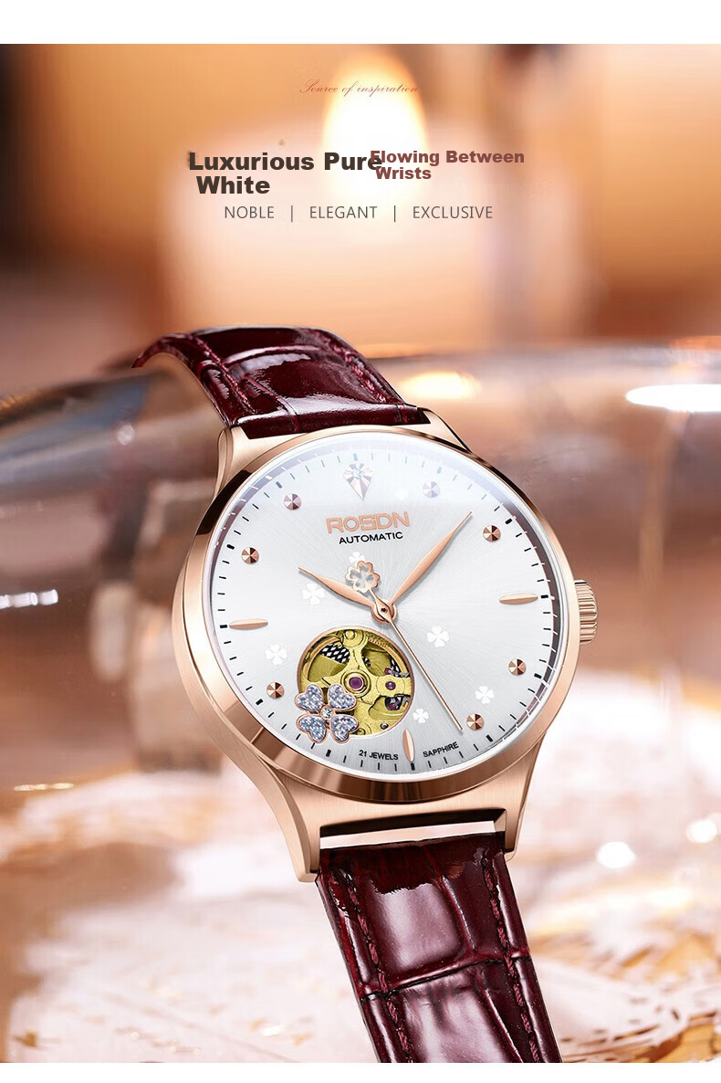 ROS DN Shihua Lucky Four-Leaf Clover Birthday Gift for Girlfriend, Women's Watch, Brand Mechanical Top Ten Watches 14