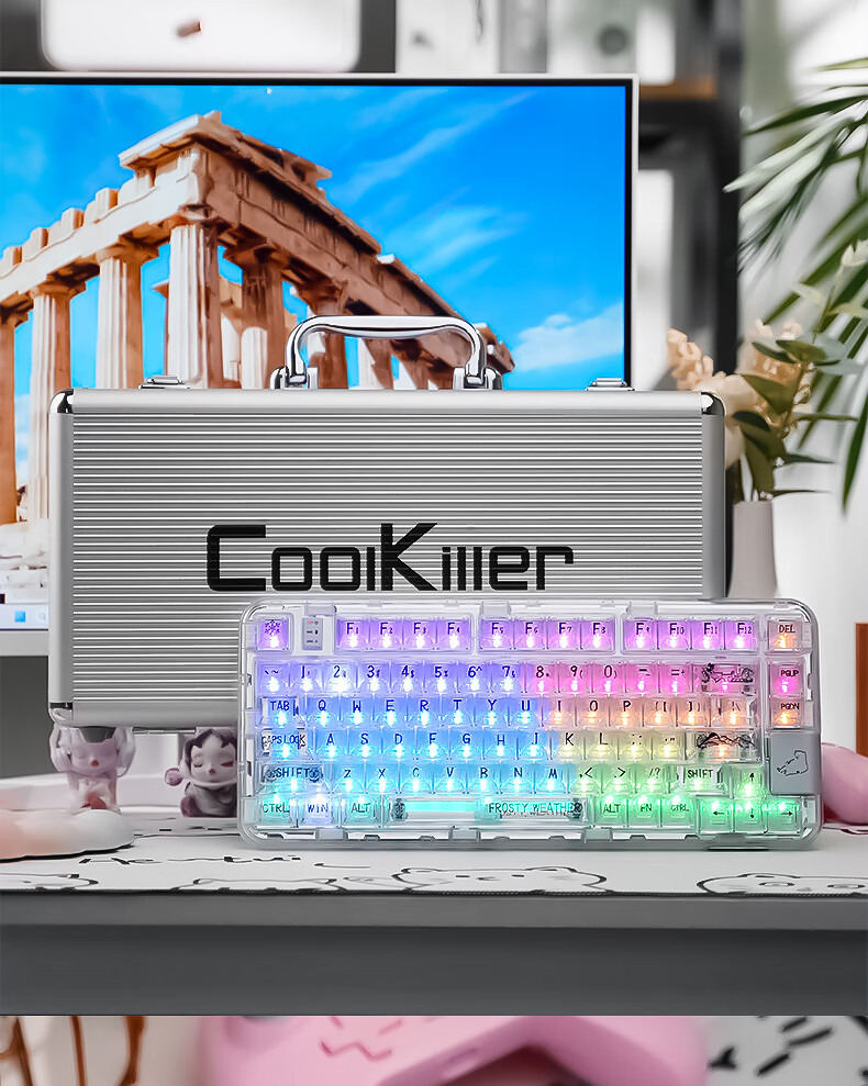CoolKiller CK75 Arctic Bear Wired/wireless/blue Toed Three-Mode Transparent Customizable Mechanical Keyboard Ice Blade Switch Linear Switch 20