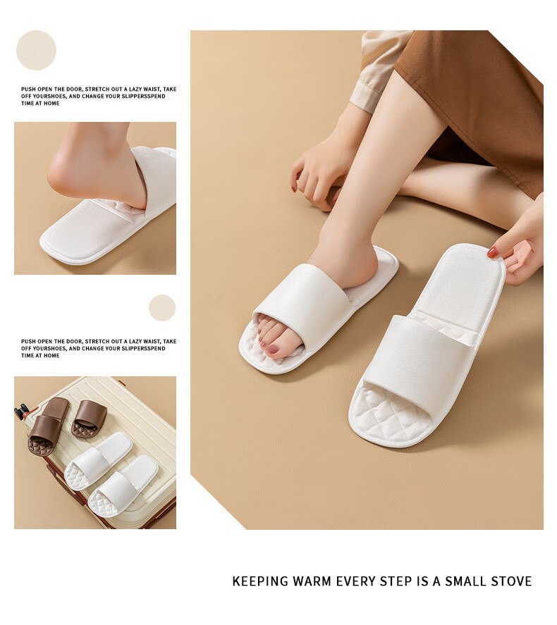 GUOLUOFEI Portable Folding Slippers for Travel, Couples, Outdoor Use, Summer, Bathroom, Shower Room, Indoor Sandals, White, Size M 14