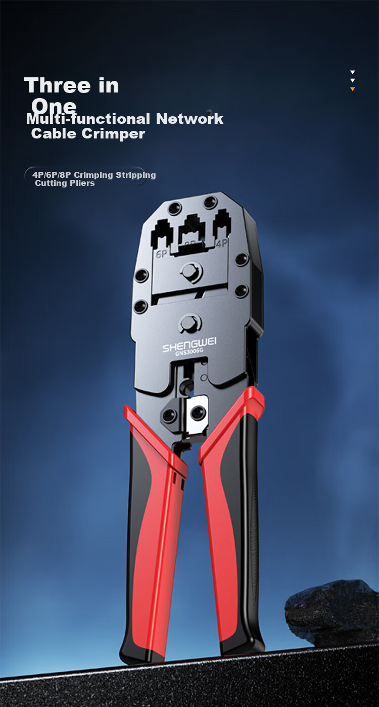 Shengwei Network Cable Crimper, Network Telephone RJ45 Crimping Tool, 6P/8P Two-In Multifunctional Labor-Saving Wire Stripper And Crimping Tool Set NS-360 1