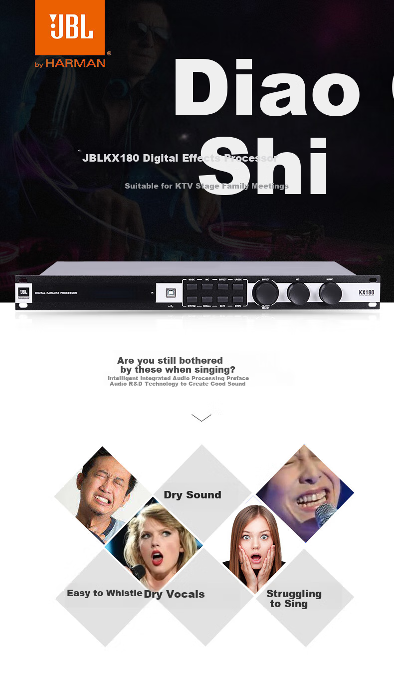 JBL KX180 Professional Digital Front-End Processor for KTV, Karaoke, Stage, Meetings, And Microphone Anti-Howling Audio Processor 1