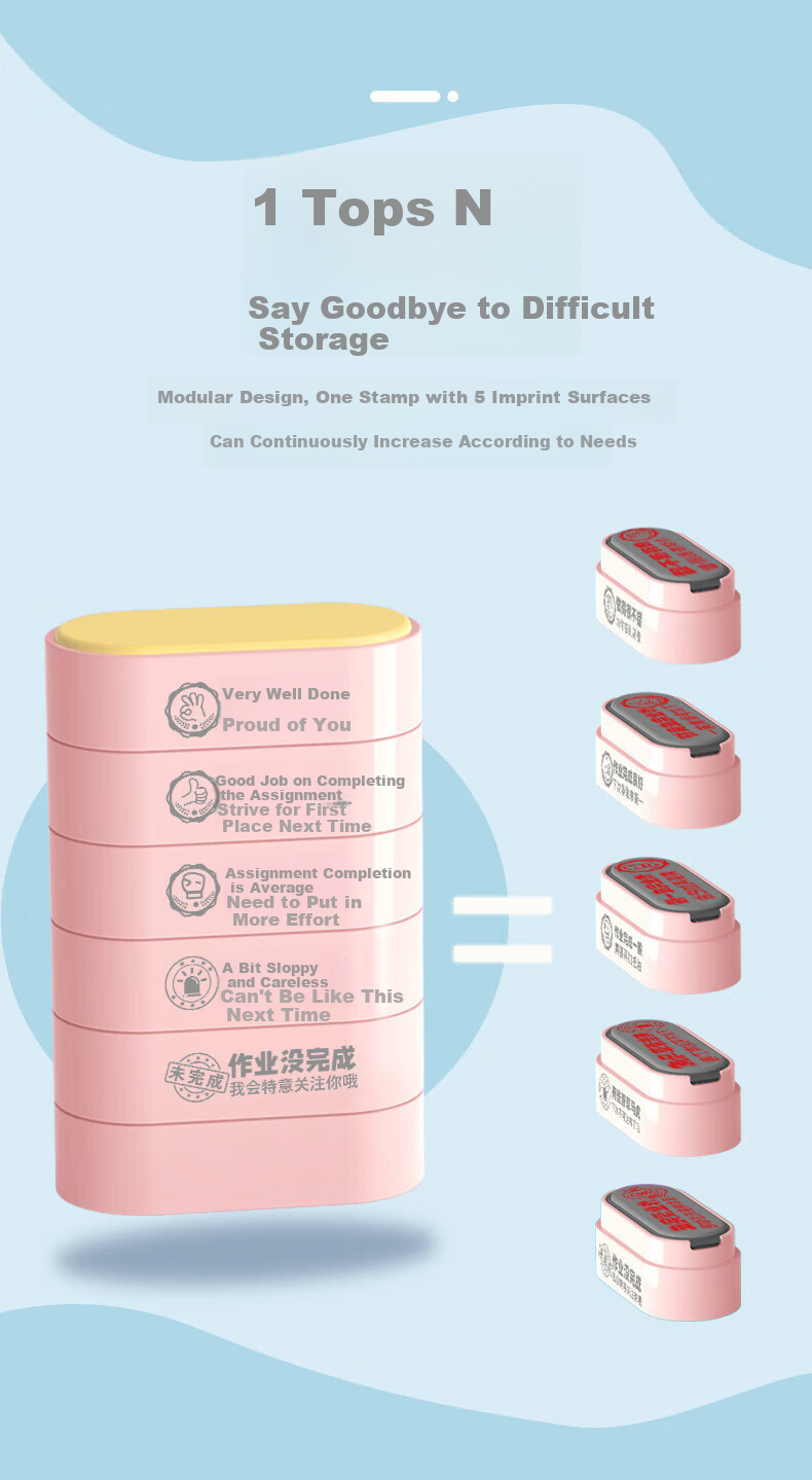 BOJIAO Children's Large Cartoon Stamp Set, Kindergarten And Elementary School Thumb-Sized Red Flower Award Stamps, Teacher's Encouragement Seals, 5-Piece Set 2