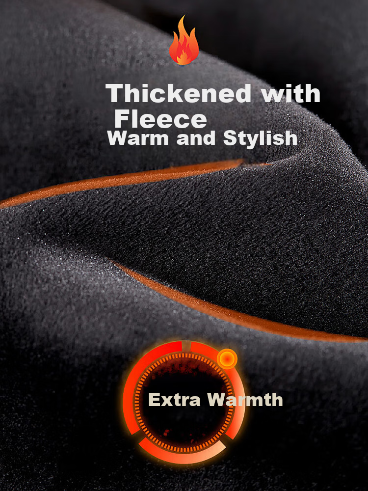 Warrior Men's Winter Fleece-Lined Jacket, Casual Warm Coat, Outdoor Windproof Versatile Menswear, Black XL 3