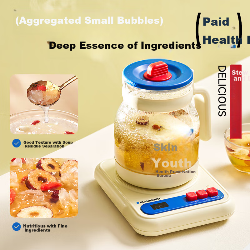 BLAUPUNKT Ok Health Pot, Tea Kettle, Constant Temperature Kettle, Water Kettle, Quiet Sound Insulation All-In Mini Office Home Use Flower Tea Pot, Stew Pot, Small Bubble Anti-Stick Anti-Spill Crisp Skin Youth