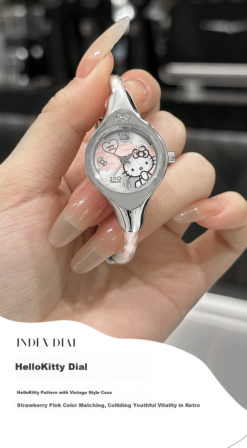 Hello Kitty Sanrio Watch, Small Dial for Female Students, Bracelet Wristwatch for Middle And High School Girls, Stylish Birthday Gift for Wome 2