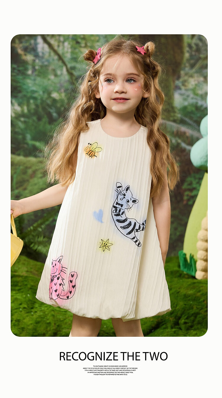 ASK JUNIOR Children's Dress, Summer Vacation Girls' Sleeveless Tank Dress, Hand-Painted Princess Dress 3