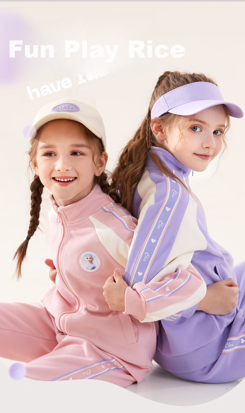 Disney Children's Sportswear Set, Girls' Spring And Autumn Outfit, Kids' Outerwear Two-Piece Set, Children's Clothing Z20231 Pink 150 1