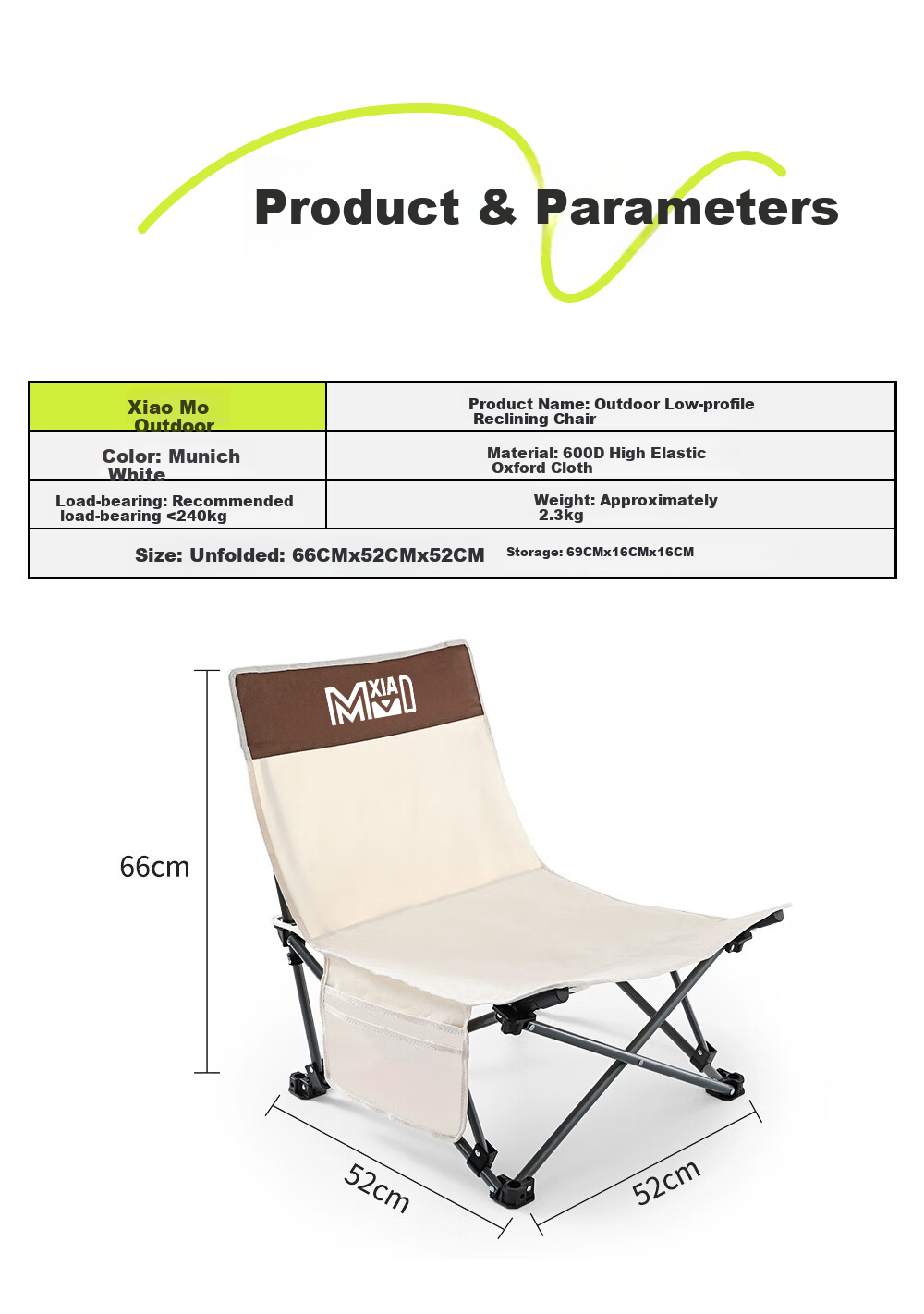 Xiao Mo Folding Recliner Chair with Padding Moon Chair Outdoor Portable Camping Chair Office Lazy Nap Folding Bed 17