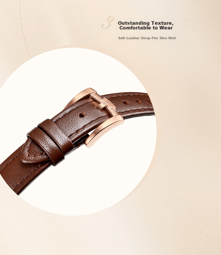 TIAN WANG Women's Watch 38-Section Gift Leather Strap Quartz White Dial Brown Strap LS31541P.D.LC1.W 32