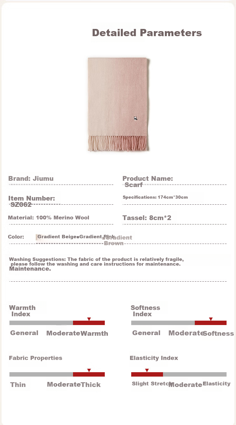 JIUMU Pure Wool Scarf for Women, Autumn And Winter Neck Warmer, Ladies' Warm Shawl, Gift for Women on Mid-Autumn Festival Or Birthday, Gift Box Packaging 8