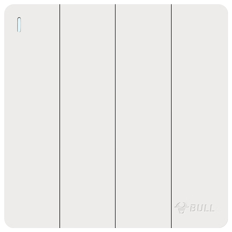 BULL G12 Skin-Feel Matte Cream Style Four-Gang Double-Control Switch Large Panel G12K412 Beige White