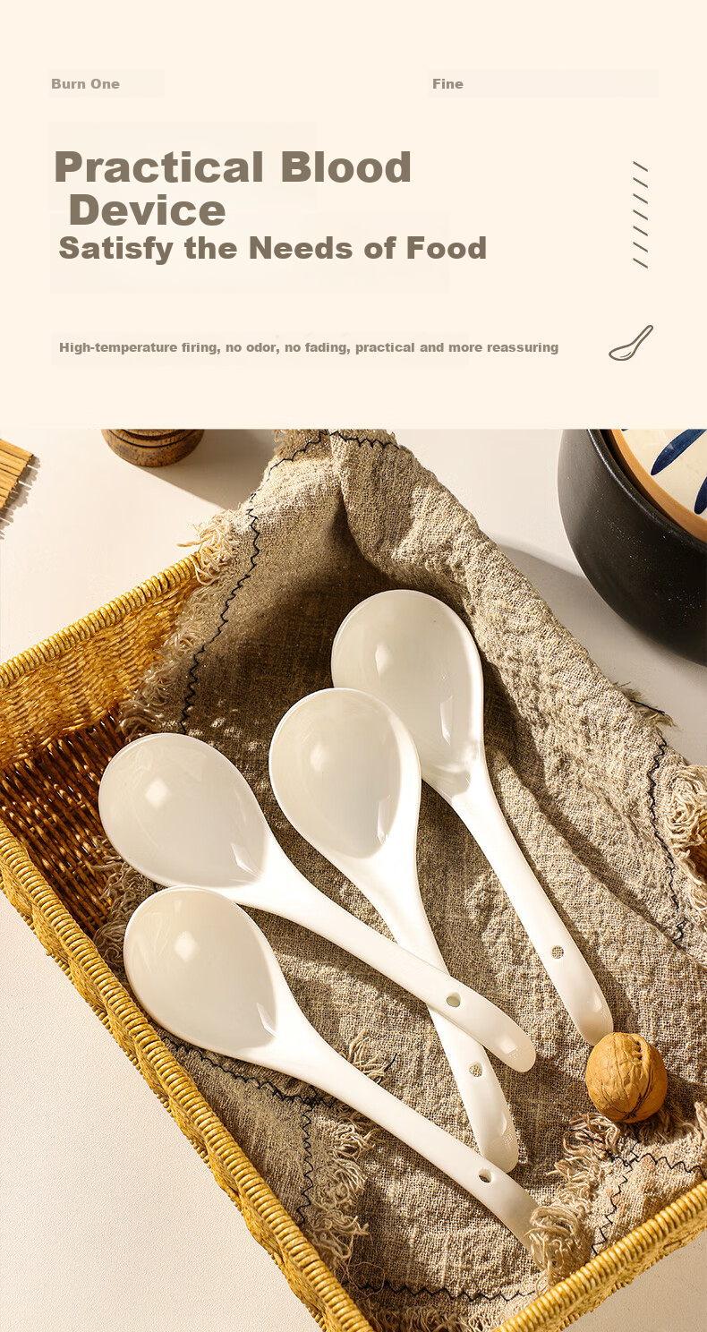 Guangyi Ceramic Large Ladle with Long Handle, Household Ceramic Soup Spoon, Large Serving Spoon for Soup And Porridge, Tablespoon, Soup Spoon GY8840 5