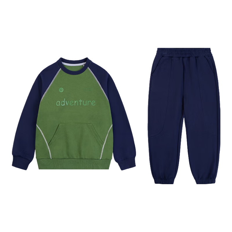 EBAER Children's Casual Sweatshirt Set Spring Outfit, Boys And Girls Top Jacket And Pants Two-Piece Set, Midnight Blue, Size 120