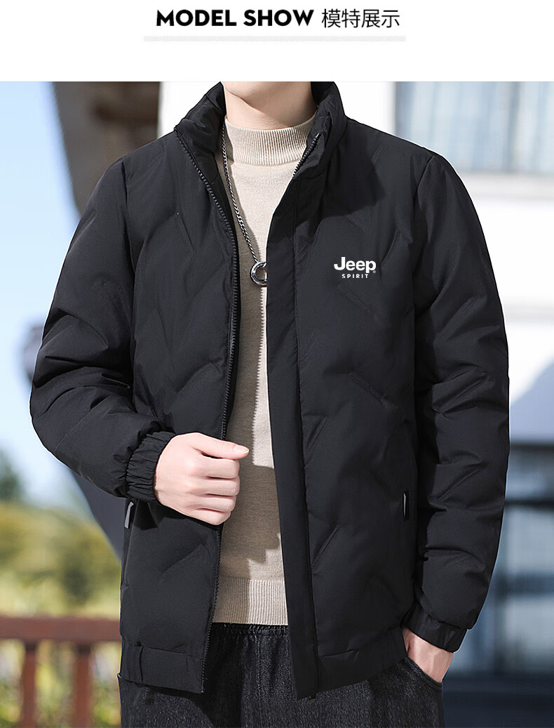 JEEP SPIRIT Men's Autumn Winter Down Jacket White Duck Down Thickened Warm Coat Black 5XL 12