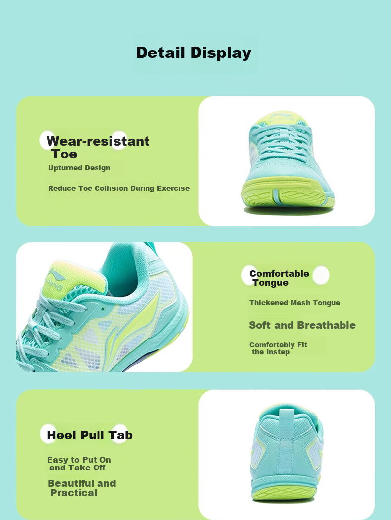 Li-Ning Table Tennis Shoes, Unisex Eagle Eye 2.0 PRO, Shock-Absorbing, Non-Slip, Breathable, Wear-Resistant, for Competition And Training, Sports Shoes, Size 38 6
