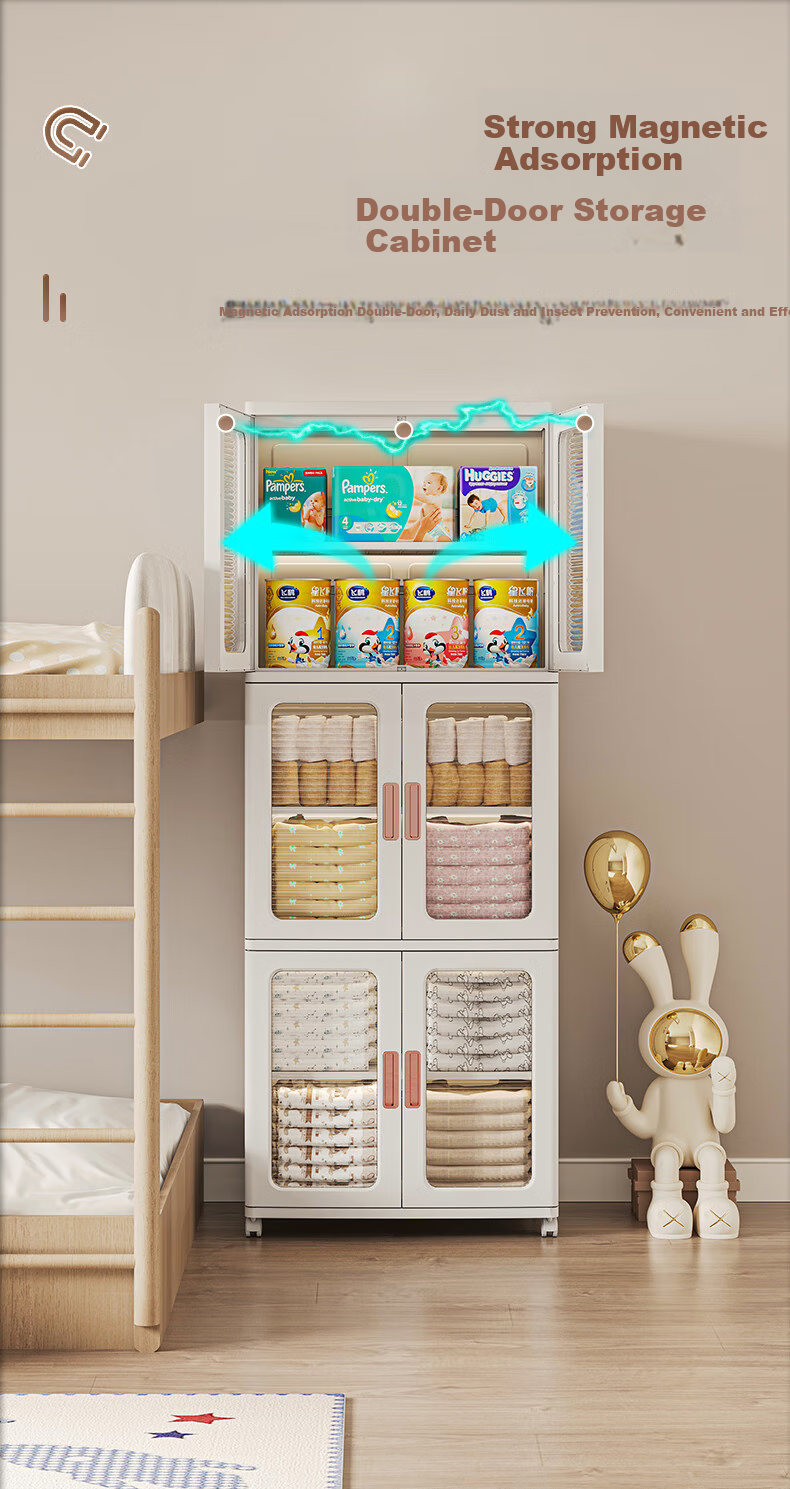 JEKO&JEKO Foldable Storage Cabinet, No Installation Required, Toy Bag Storage Locker, Wardrobe Organizer, Storage Box, 53cm Wide, 3 Layers 3