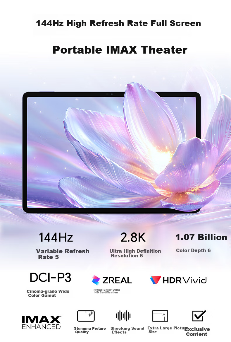 HONOR Tablet V9 [Subsidy], 11.5-Inch Tablet, Ultra-Thin, 10100mAh Large Battery, 2.8K Eye-Protection Screen, 8GB+128GB, Luyan Purple 6