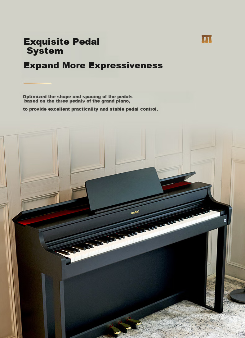 Casio Digital Piano AP300, Black Intelligent 88-Key Weighted Hammer Professional Upright Digital Piano Set 13