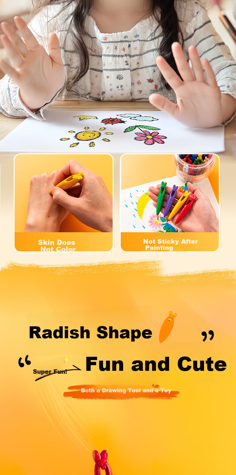 M&G Stationery, Clean Hands, Luotutu Children's Crayons, 24 Colors, Drawing Pencils, Easy to Hold for Toddlers, Not Easily Broken, Painting Colored Pens, AGM900L2 Birthday Gift 2