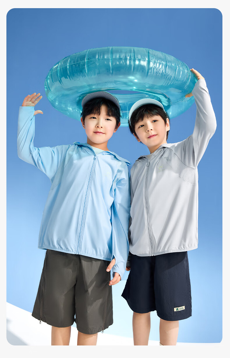 Zoxi Kids Sunscreen Jacket Boys Lightweight Quick-Dry Summer 2026 New Boys Cooling Skin Jacket Blue 120 21