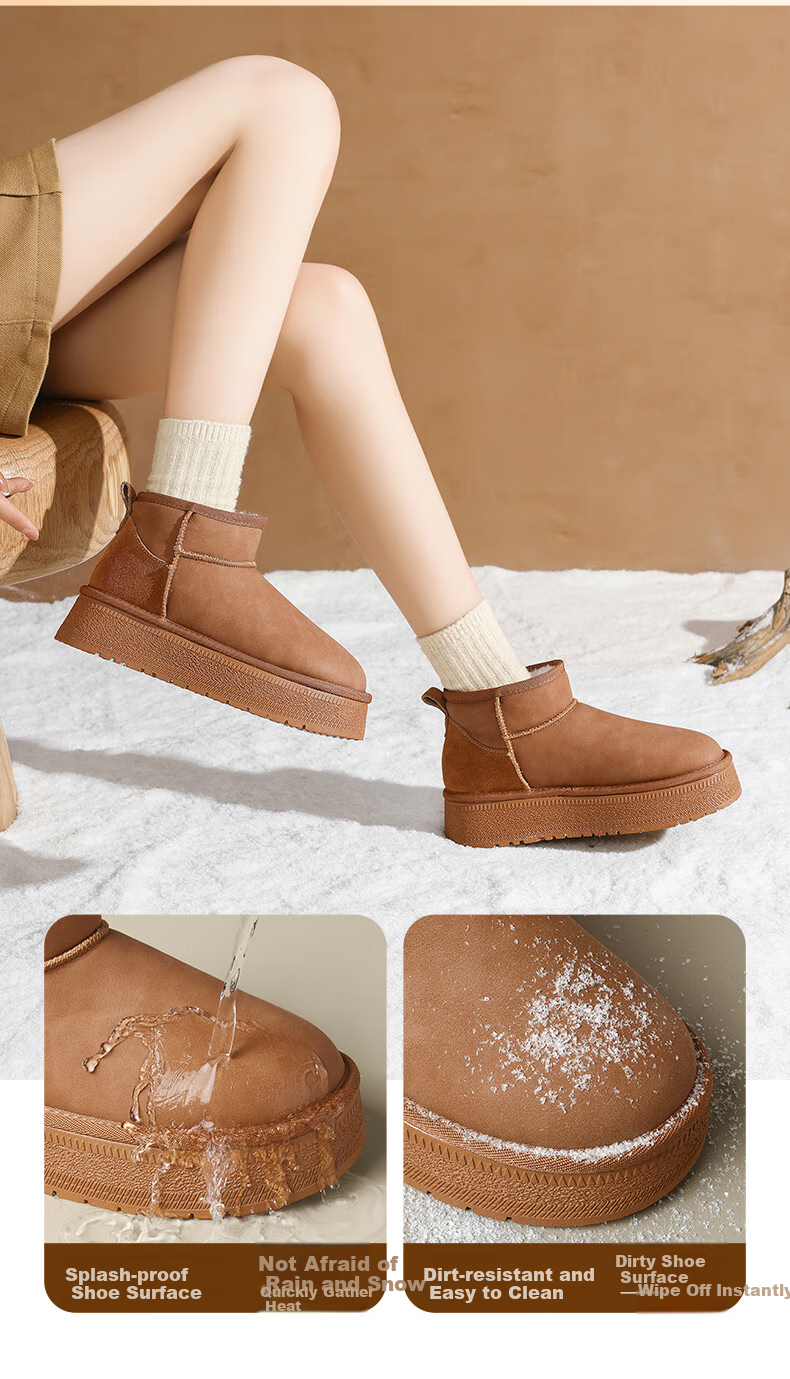 ZHR Snow Boots for Women, 2025 New Winter Style, Thick Warm Boots for Northeast China, Versatile Short Boots with Thick Soles, AB50 Camel Color, Size 35 4