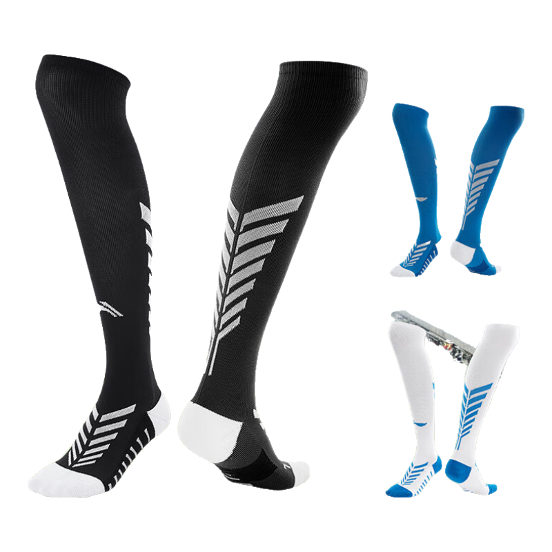 LI-NING Children's Mid-Calf Anti-Slip Soccer Socks Over-the-Knee Professional Men's Football Shin Guard Sports Long Socks Black - M